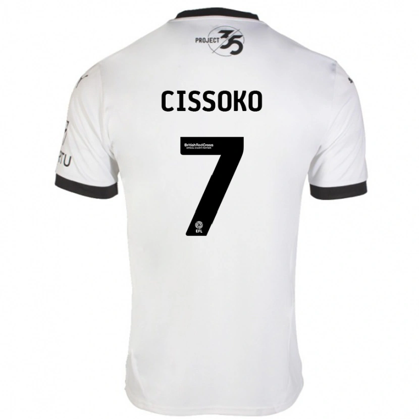 Danxen Hombre Camiseta Ibrahim Cissoko #7 Blanco Negro 2ª Equipación 2024/25 La Camisa México