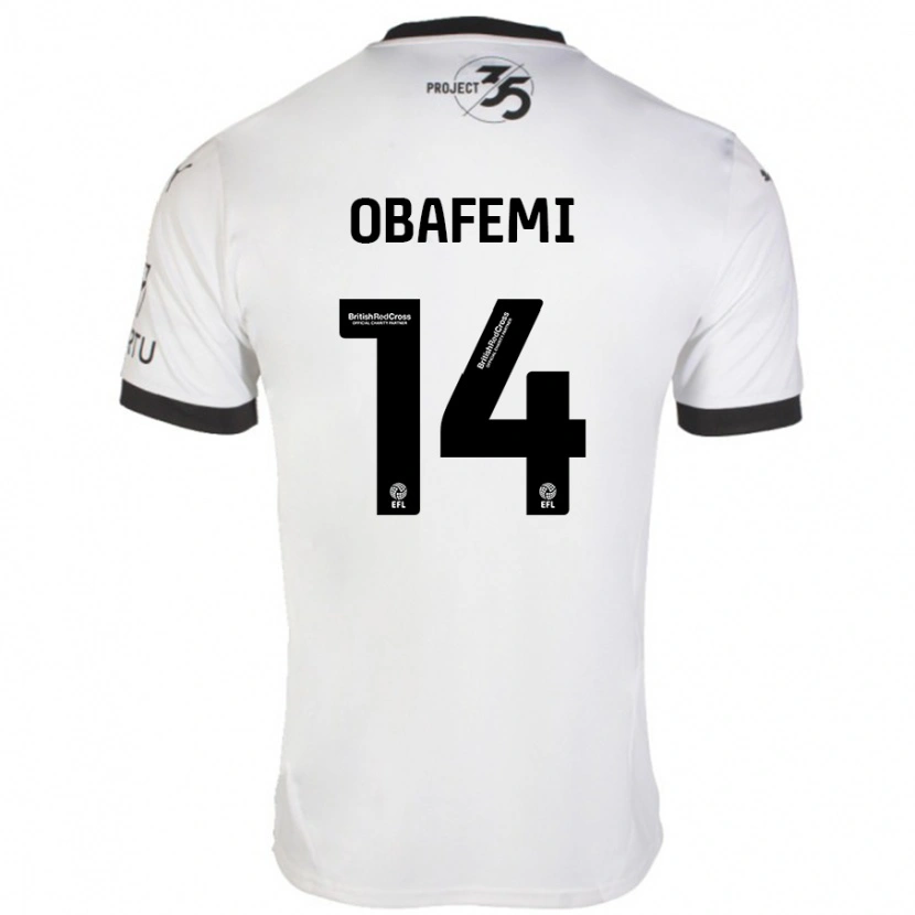 Danxen Hombre Camiseta Michael Obafemi #14 Blanco Negro 2ª Equipación 2024/25 La Camisa México