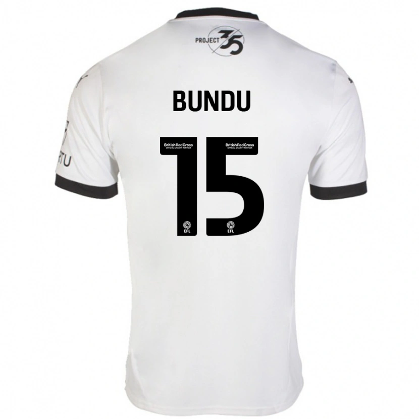 Danxen Hombre Camiseta Mustapha Bundu #15 Blanco Negro 2ª Equipación 2024/25 La Camisa México