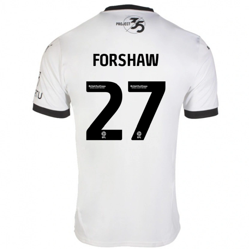 Danxen Hombre Camiseta Adam Forshaw #27 Blanco Negro 2ª Equipación 2024/25 La Camisa México