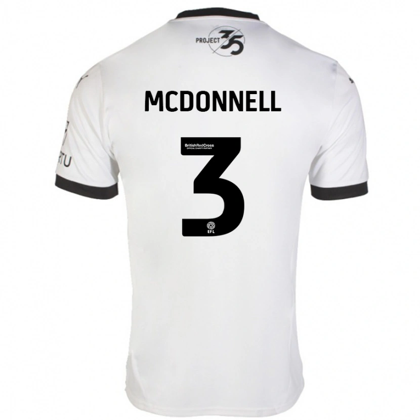 Danxen Hombre Camiseta Rosie Mcdonnell #3 Blanco Negro 2ª Equipación 2024/25 La Camisa México