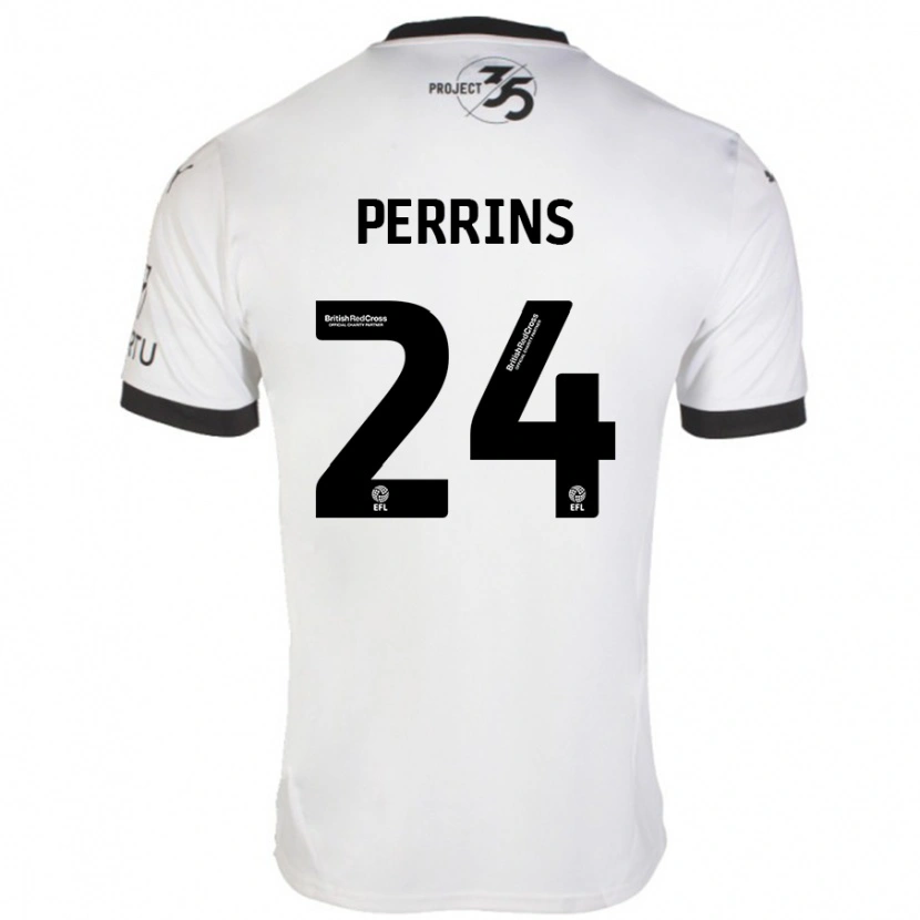 Danxen Hombre Camiseta Grace Perrins #24 Blanco Negro 2ª Equipación 2024/25 La Camisa México