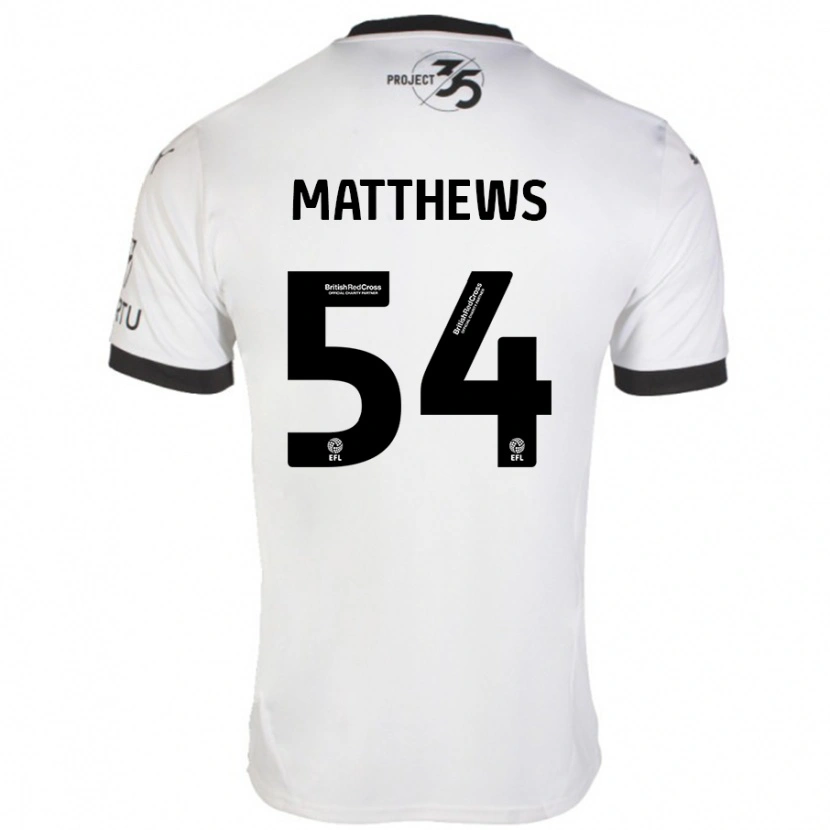 Danxen Hombre Camiseta Jack Matthews #54 Blanco Negro 2ª Equipación 2024/25 La Camisa México