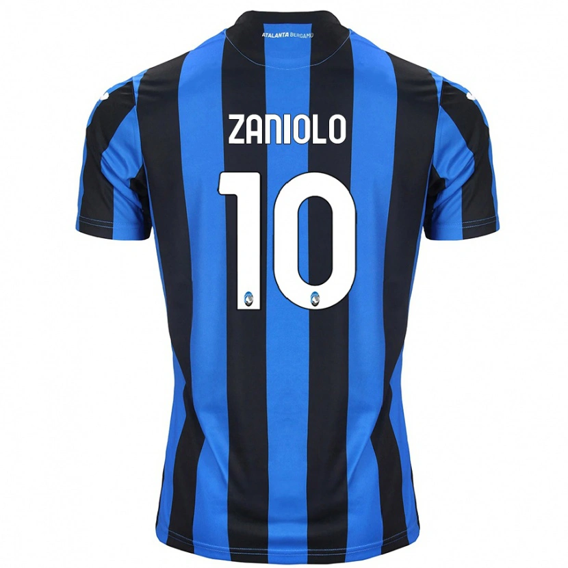 Danxen Mujer Camiseta Nicolò Zaniolo #10 Azul Negro 1ª Equipación 2024/25 La Camisa México