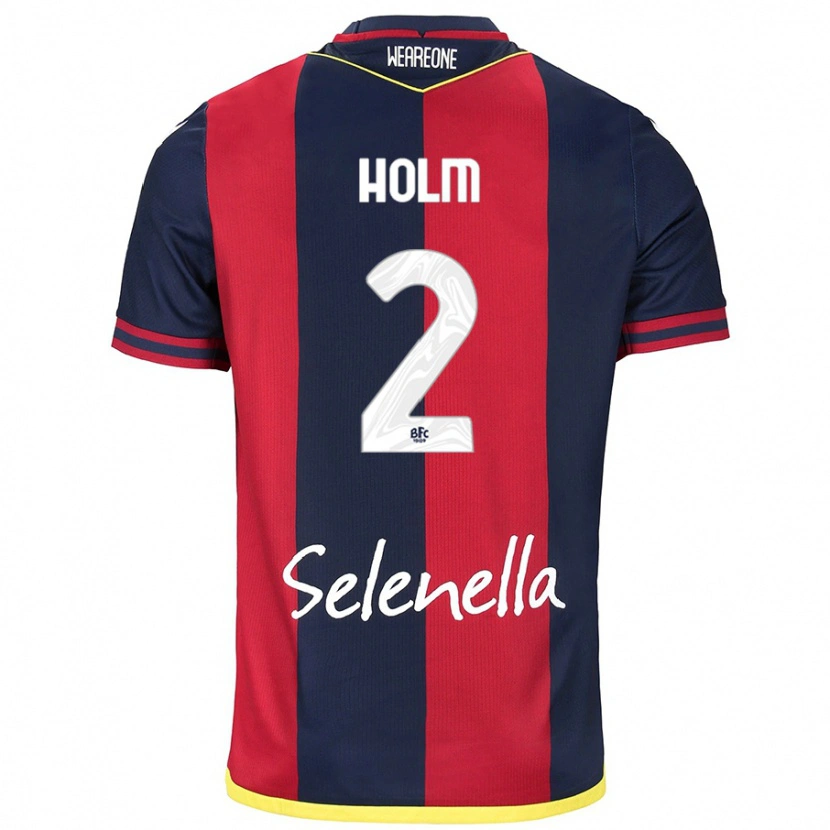 Danxen Mujer Camiseta Emil Holm #2 Rojo Azul Real 1ª Equipación 2024/25 La Camisa México