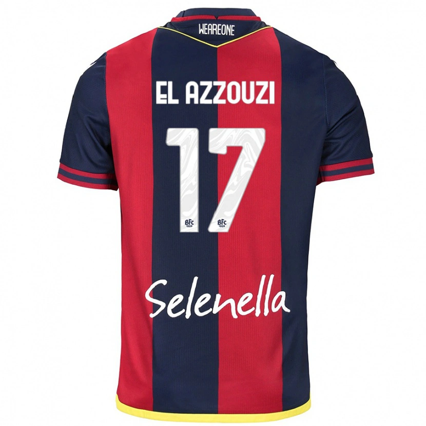 Danxen Mujer Camiseta Oussama El Azzouzi #17 Rojo Azul Real 1ª Equipación 2024/25 La Camisa México
