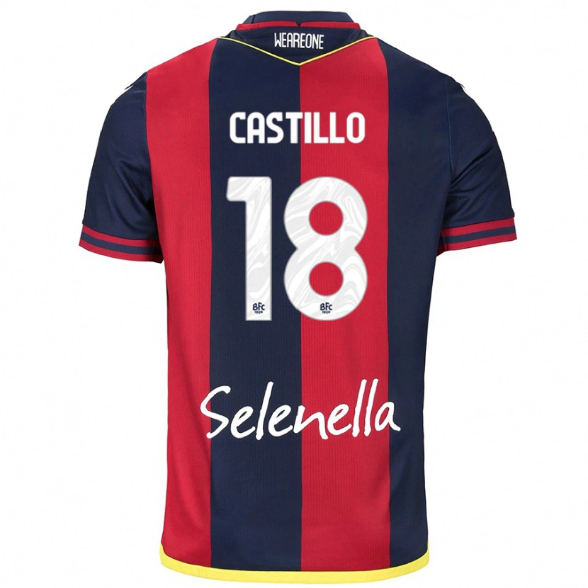 Danxen Mujer Camiseta Tomas Castillo #18 Rojo Azul Real 1ª Equipación 2024/25 La Camisa México