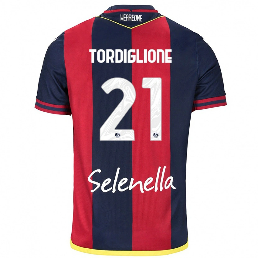 Danxen Mujer Camiseta Nicolò Tordiglione #21 Rojo Azul Real 1ª Equipación 2024/25 La Camisa México