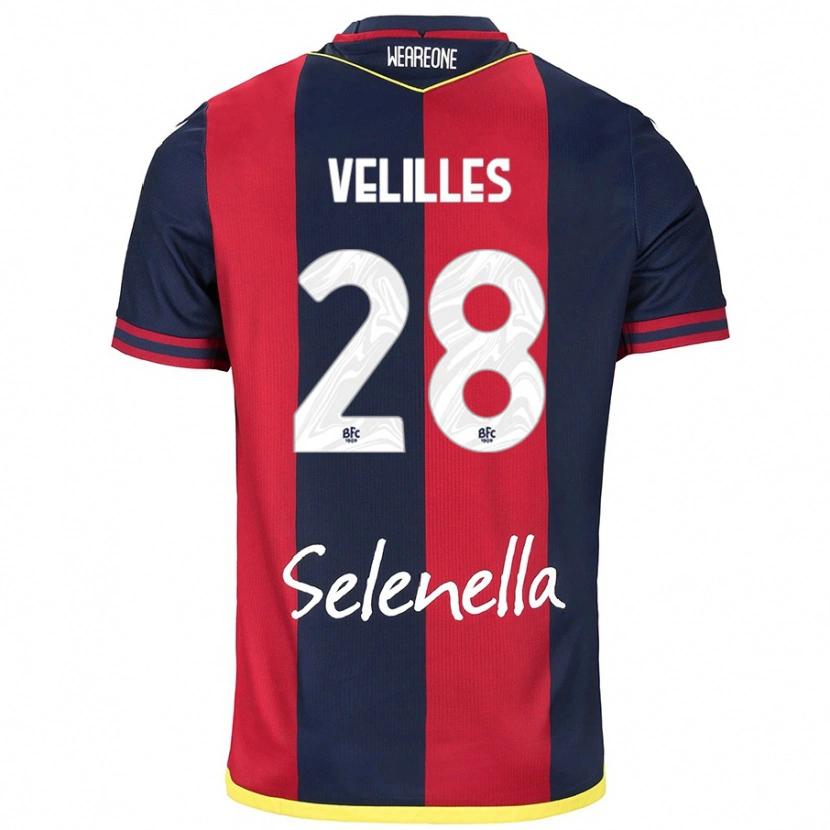 Danxen Mujer Camiseta Aarón Velilles #28 Rojo Azul Real 1ª Equipación 2024/25 La Camisa México