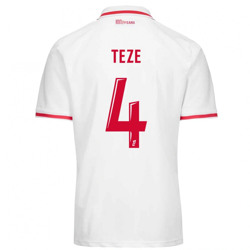 Danxen Mujer Camiseta Jordan Teze #4 Blanco Rojo 1ª Equipación 2024/25 La Camisa México