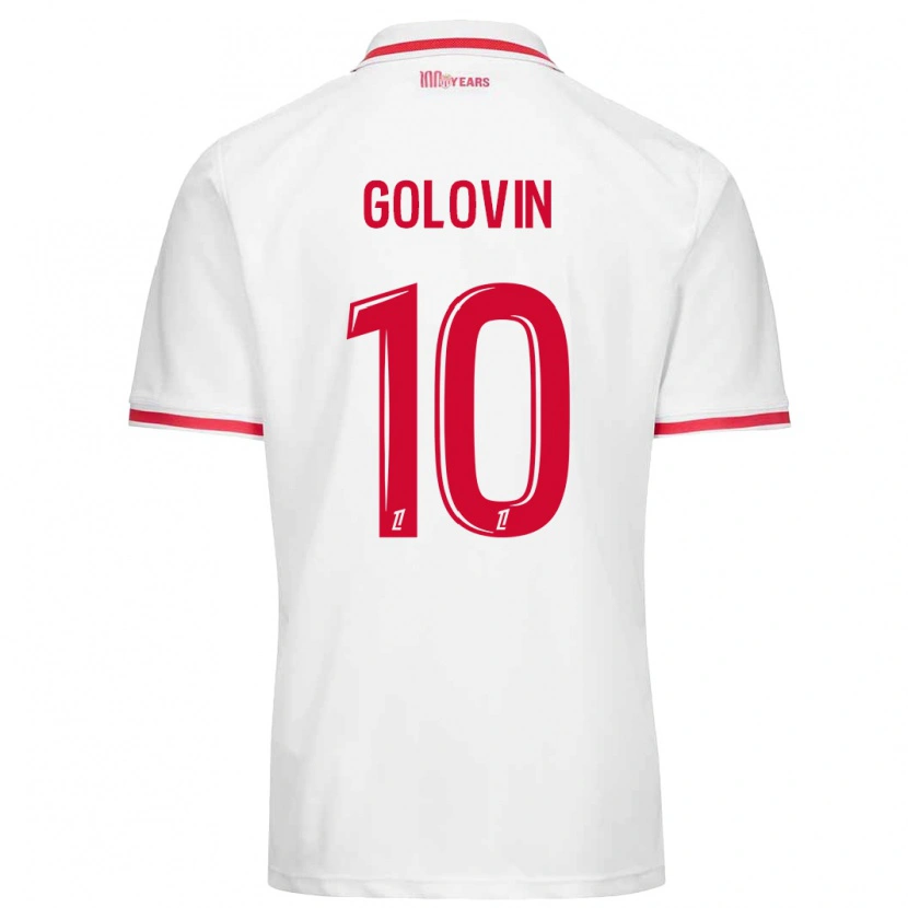 Danxen Mujer Camiseta Aleksandr Golovin #10 Blanco Rojo 1ª Equipación 2024/25 La Camisa México