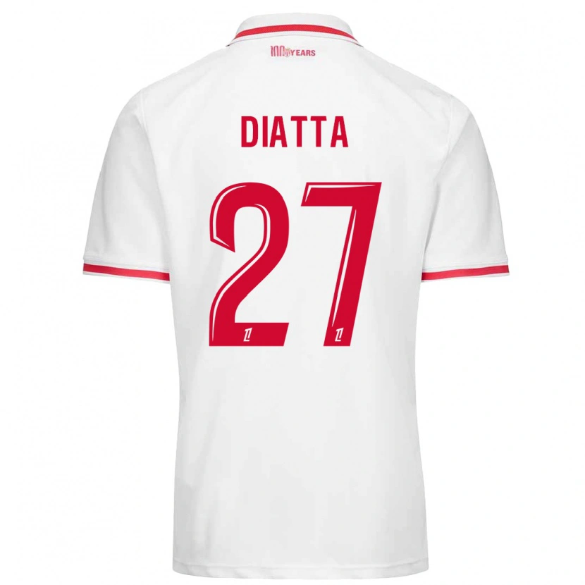 Danxen Mujer Camiseta Krépin Diatta #27 Blanco Rojo 1ª Equipación 2024/25 La Camisa México