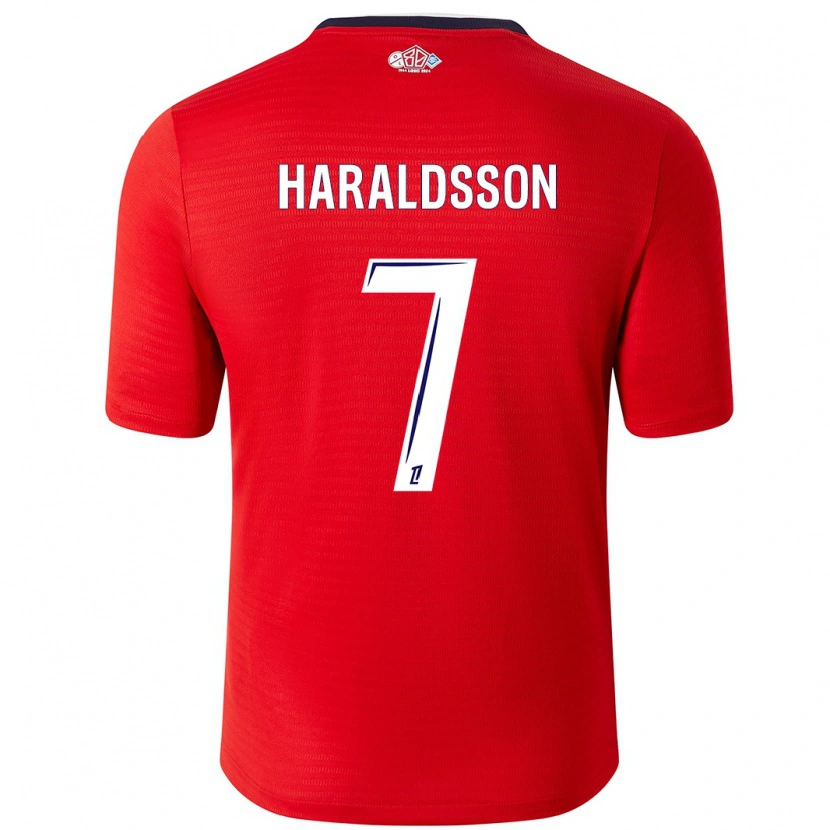 Danxen Mujer Camiseta Hákon Arnar Haraldsson #7 Rojo Blanco 1ª Equipación 2024/25 La Camisa México