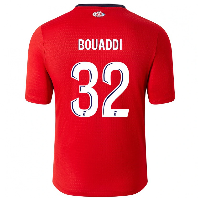 Danxen Mujer Camiseta Ayyoub Bouaddi #32 Rojo Blanco 1ª Equipación 2024/25 La Camisa México