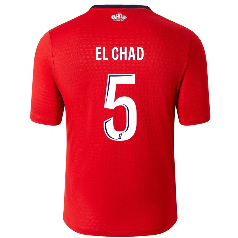 Danxen Mujer Camiseta Nesryne El Chad #5 Rojo Blanco 1ª Equipación 2024/25 La Camisa México