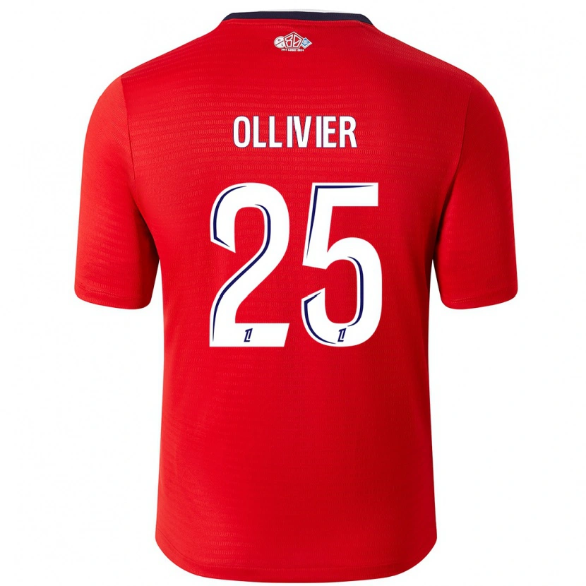 Danxen Mujer Camiseta Agathe Ollivier #25 Rojo Blanco 1ª Equipación 2024/25 La Camisa México