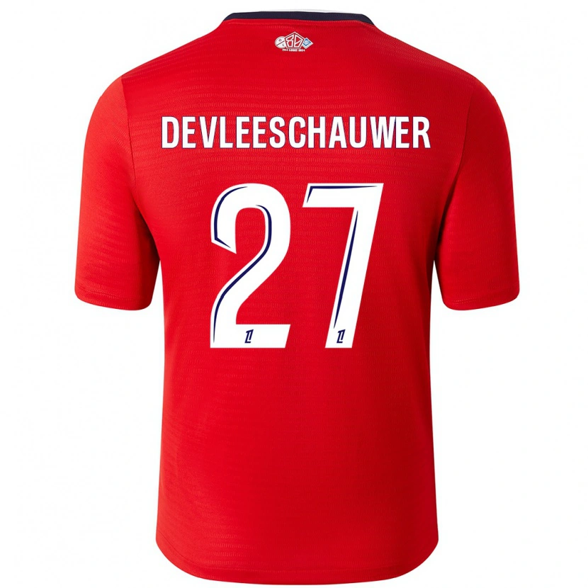 Danxen Mujer Camiseta Gwenaëlle Devleeschauwer #27 Rojo Blanco 1ª Equipación 2024/25 La Camisa México