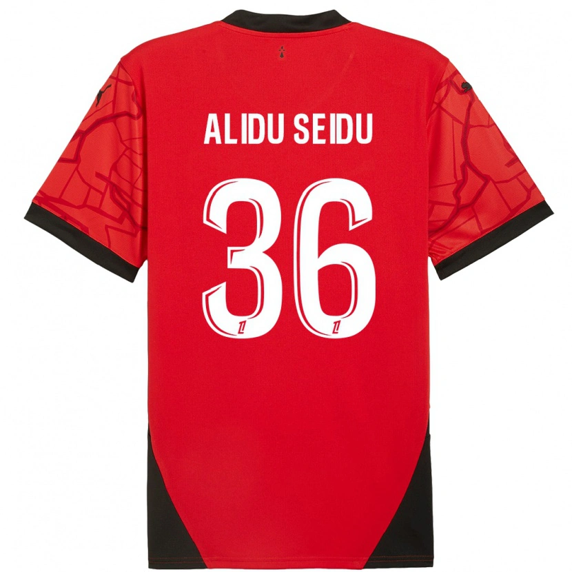 Danxen Mujer Camiseta Alidu Seidu #36 Rojo Negro 1ª Equipación 2024/25 La Camisa México