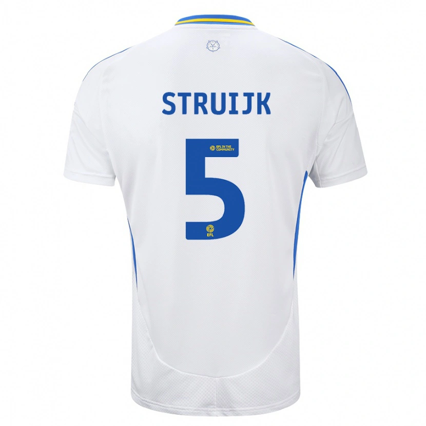 Danxen Mujer Camiseta Pascal Struijk #5 Blanco Azul 1ª Equipación 2024/25 La Camisa México