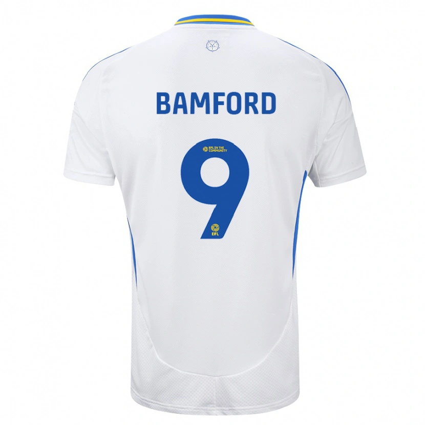 Danxen Mujer Camiseta Patrick Bamford #9 Blanco Azul 1ª Equipación 2024/25 La Camisa México