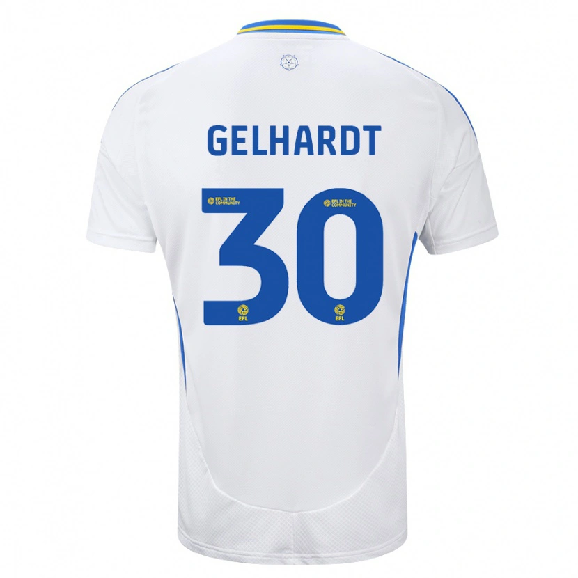 Danxen Mujer Camiseta Joe Gelhardt #30 Blanco Azul 1ª Equipación 2024/25 La Camisa México