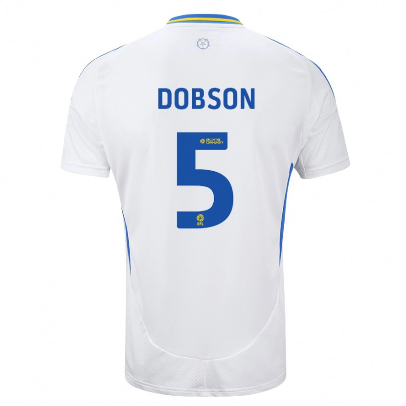 Danxen Mujer Camiseta Ellie Dobson #5 Blanco Azul 1ª Equipación 2024/25 La Camisa México