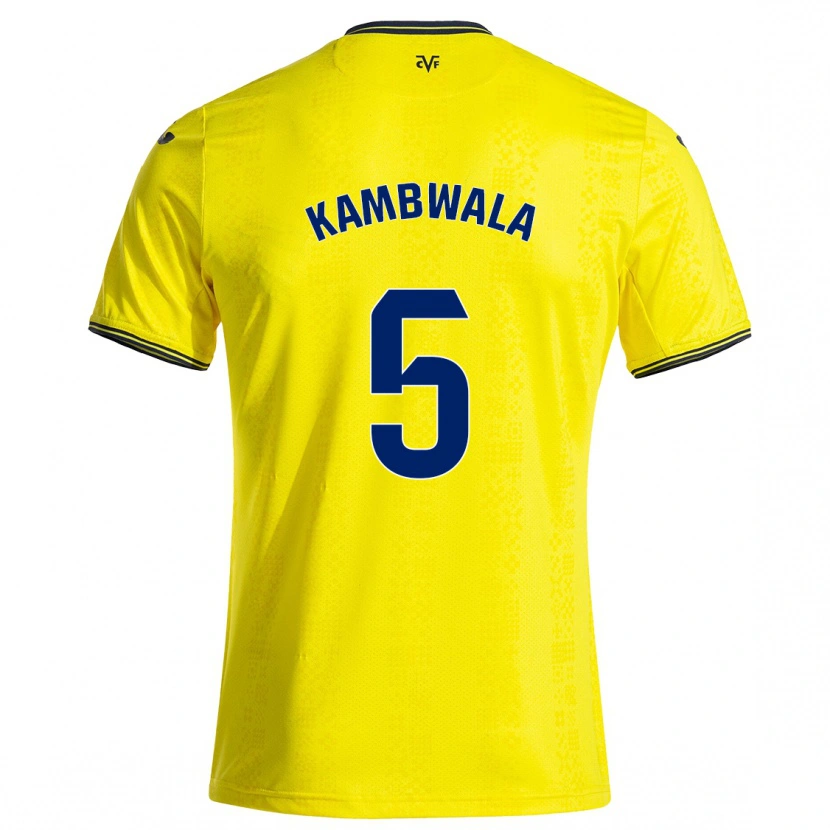Danxen Mujer Camiseta Willy Kambwala #5 Amarillo Negro 1ª Equipación 2024/25 La Camisa México