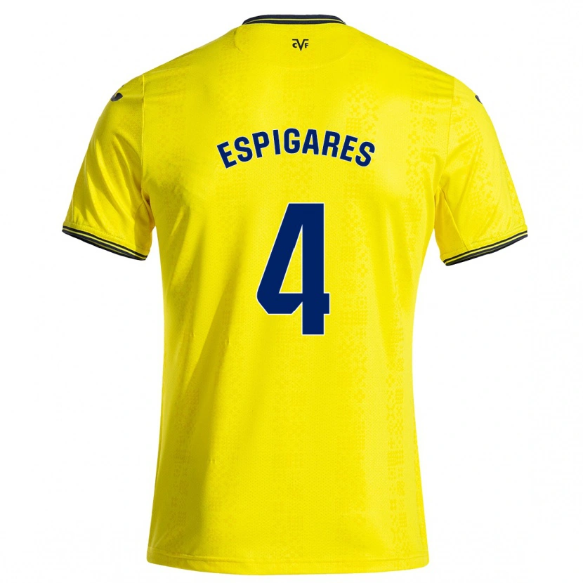 Danxen Mujer Camiseta Antonio Espigares #4 Amarillo Negro 1ª Equipación 2024/25 La Camisa México