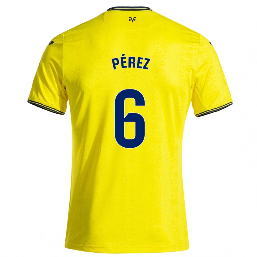 Danxen Mujer Camiseta Hugo Pérez #6 Amarillo Negro 1ª Equipación 2024/25 La Camisa México