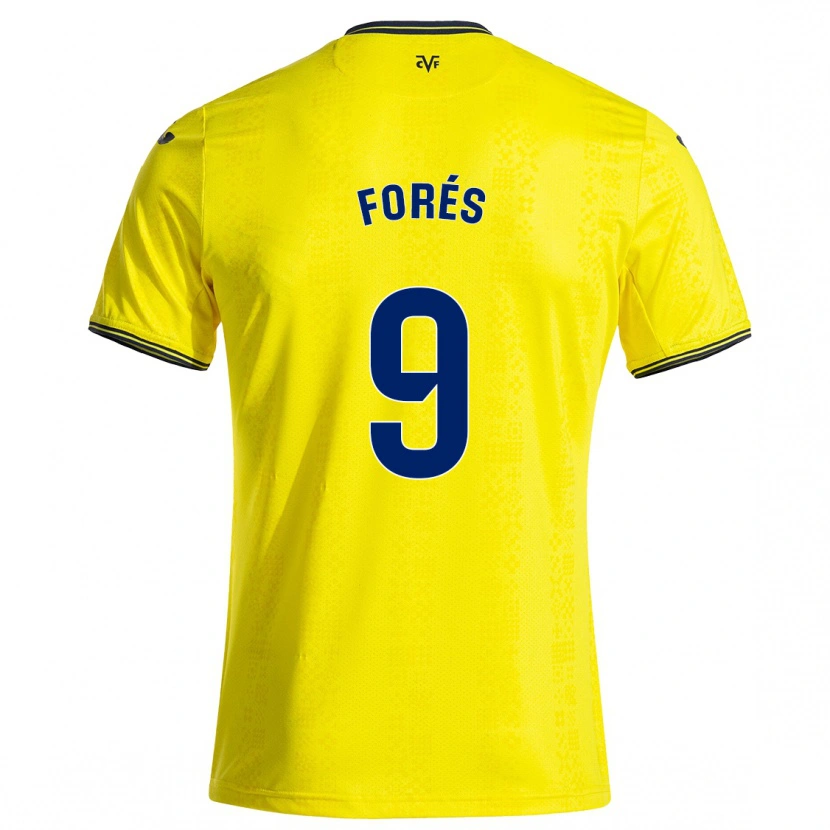 Danxen Mujer Camiseta Álex Forés #9 Amarillo Negro 1ª Equipación 2024/25 La Camisa México