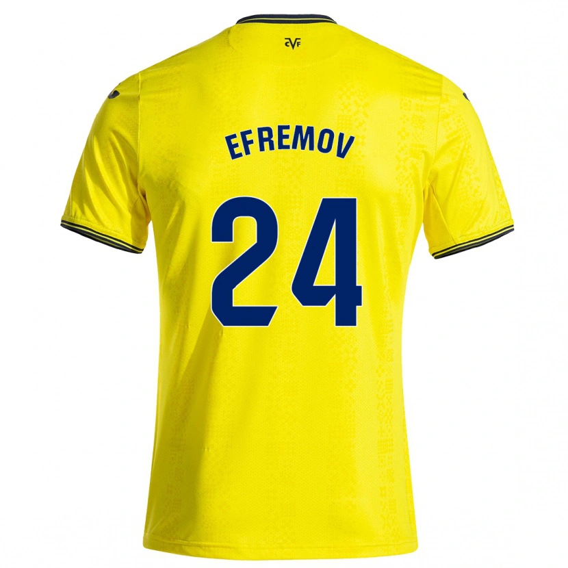 Danxen Mujer Camiseta Anton Efremov #24 Amarillo Negro 1ª Equipación 2024/25 La Camisa México
