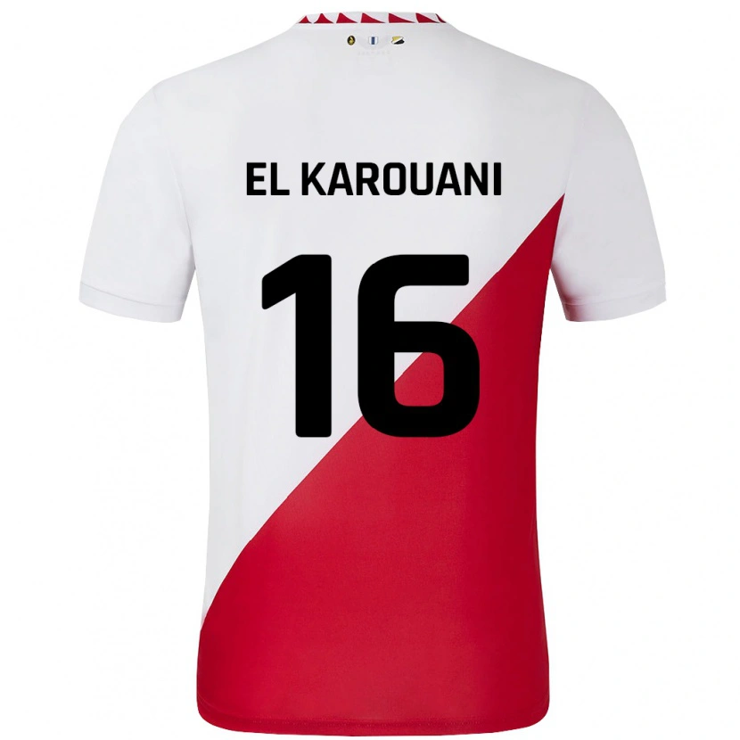 Danxen Mujer Camiseta Souffian El Karouani #16 Blanco Rojo 1ª Equipación 2024/25 La Camisa México