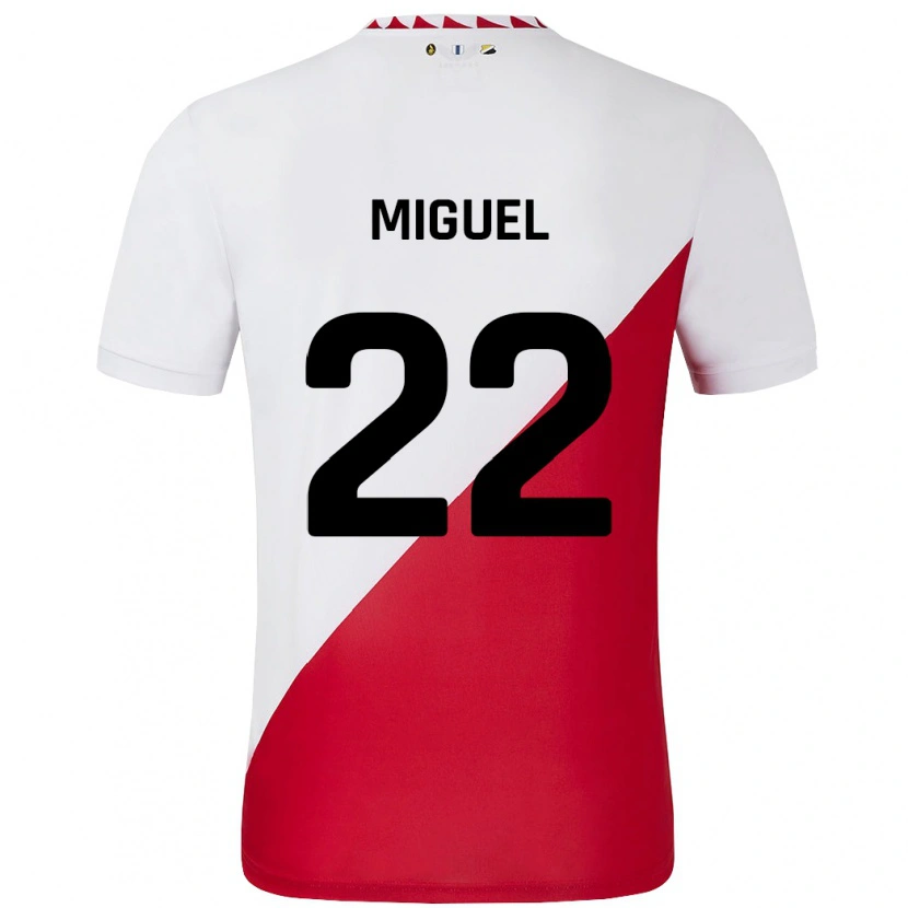Danxen Mujer Camiseta Miguel Rodríguez #22 Blanco Rojo 1ª Equipación 2024/25 La Camisa México