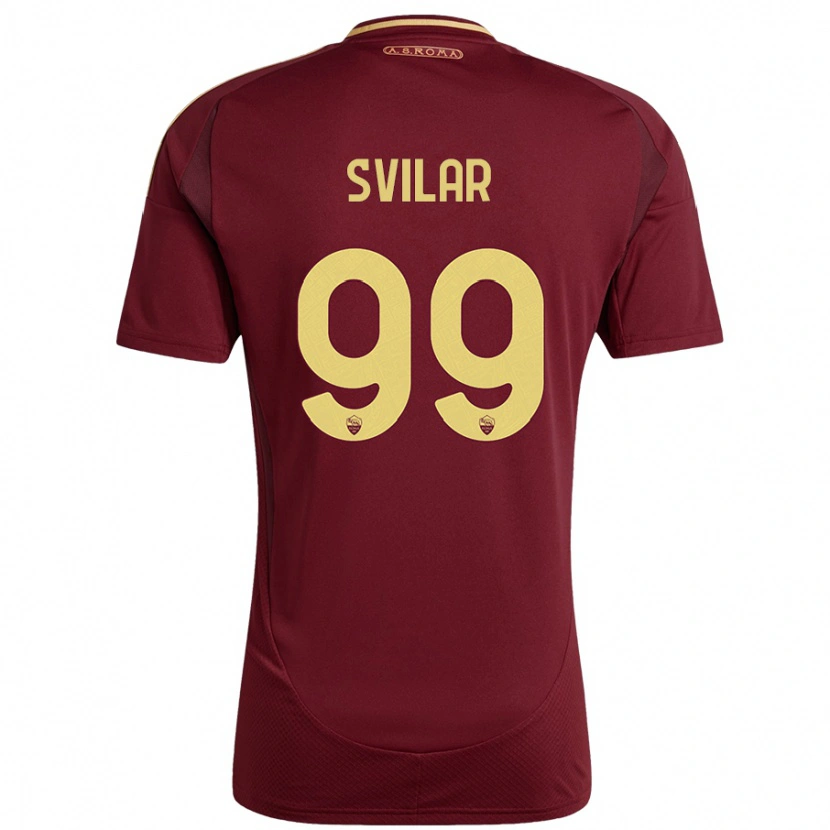 Danxen Mujer Camiseta Mile Svilar #99 Rojo Marrón Dorado 1ª Equipación 2024/25 La Camisa México