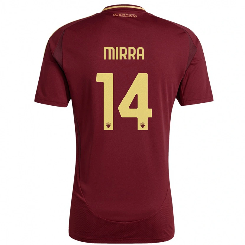 Danxen Mujer Camiseta Jacopo Mirra #14 Rojo Marrón Dorado 1ª Equipación 2024/25 La Camisa México