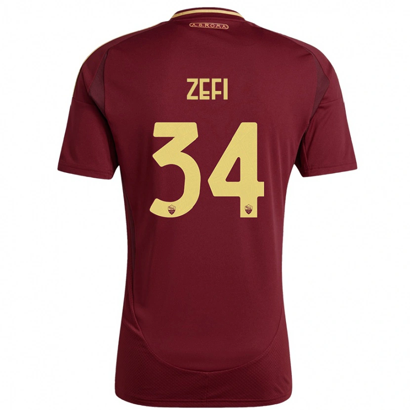 Danxen Mujer Camiseta Kevin Zefi #34 Rojo Marrón Dorado 1ª Equipación 2024/25 La Camisa México