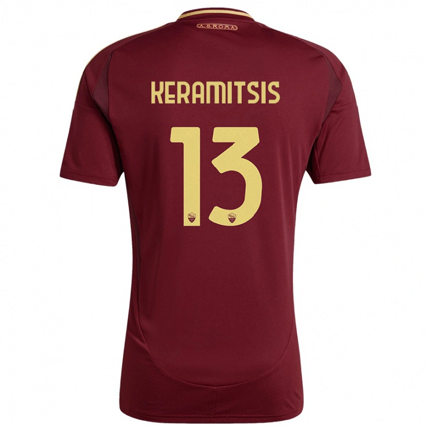 Danxen Mujer Camiseta Dimitrios Keramitsis #13 Rojo Marrón Dorado 1ª Equipación 2024/25 La Camisa México