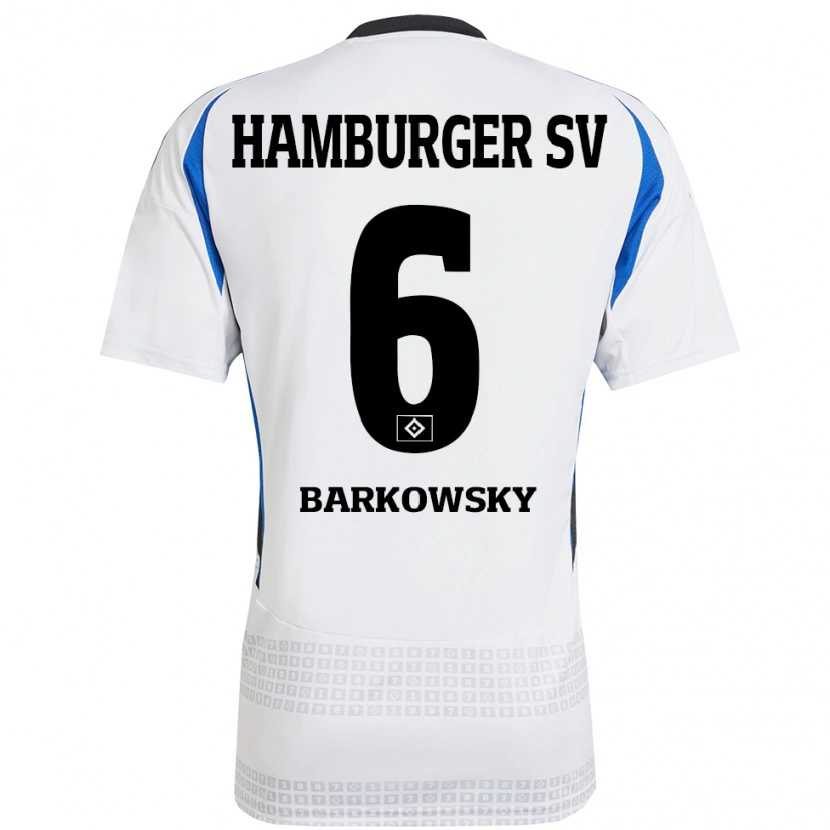 Danxen Mujer Camiseta Finn Barkowsky #6 Blanco Azul 1ª Equipación 2024/25 La Camisa México