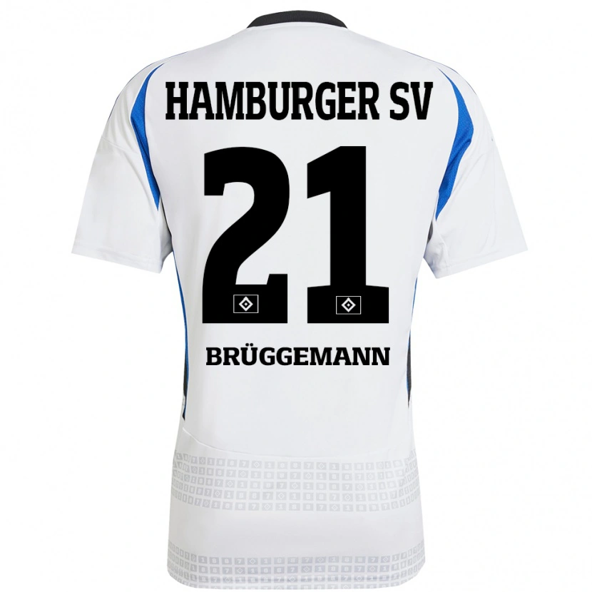 Danxen Mujer Camiseta William Brüggemann #21 Blanco Azul 1ª Equipación 2024/25 La Camisa México