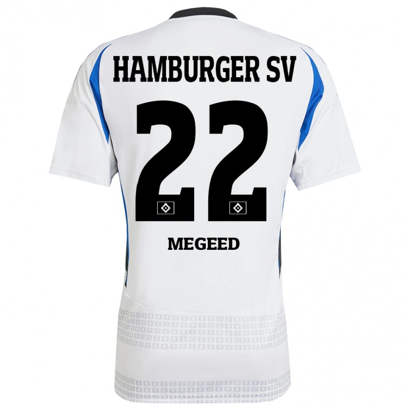 Danxen Mujer Camiseta Omar Megeed #22 Blanco Azul 1ª Equipación 2024/25 La Camisa México