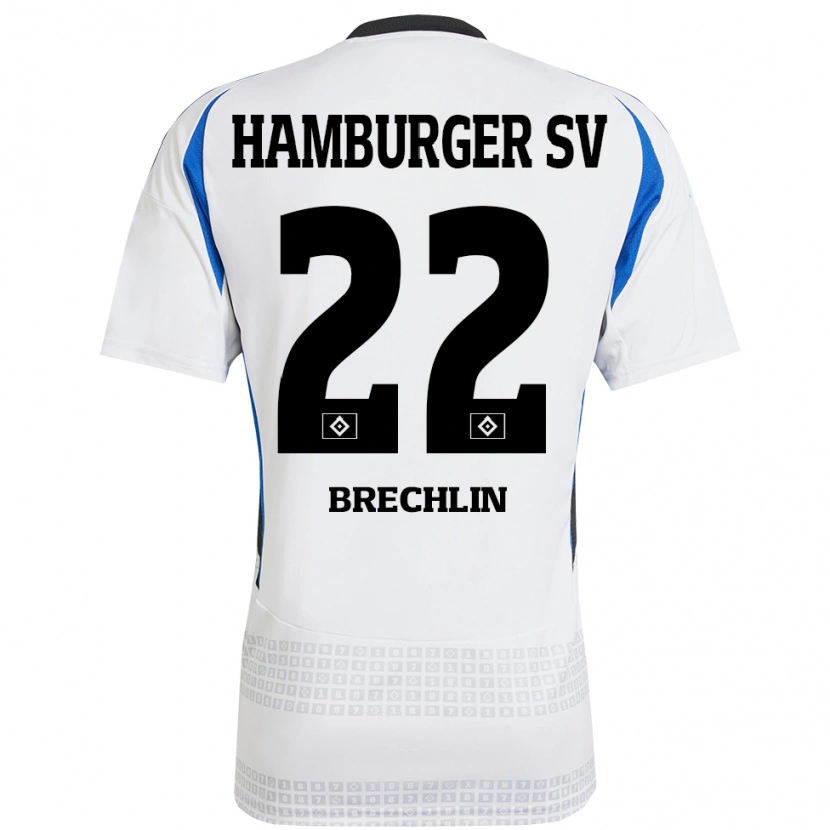 Danxen Mujer Camiseta Bjarne Brechlin #22 Blanco Azul 1ª Equipación 2024/25 La Camisa México