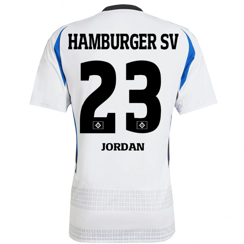Danxen Mujer Camiseta Dominik Jordan #23 Blanco Azul 1ª Equipación 2024/25 La Camisa México