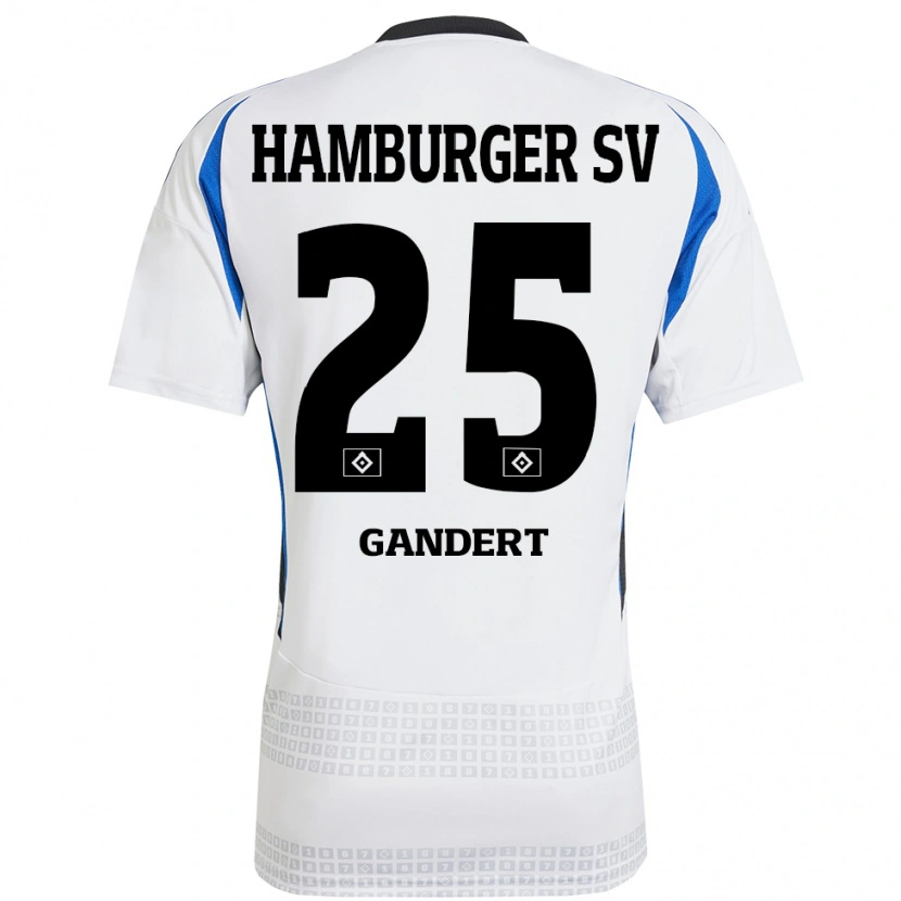 Danxen Mujer Camiseta Jeremy Gandert #25 Blanco Azul 1ª Equipación 2024/25 La Camisa México