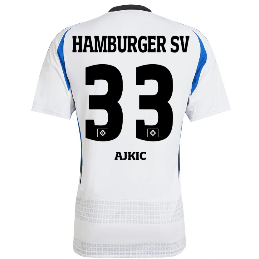Danxen Mujer Camiseta Selim Ajkic #33 Blanco Azul 1ª Equipación 2024/25 La Camisa México