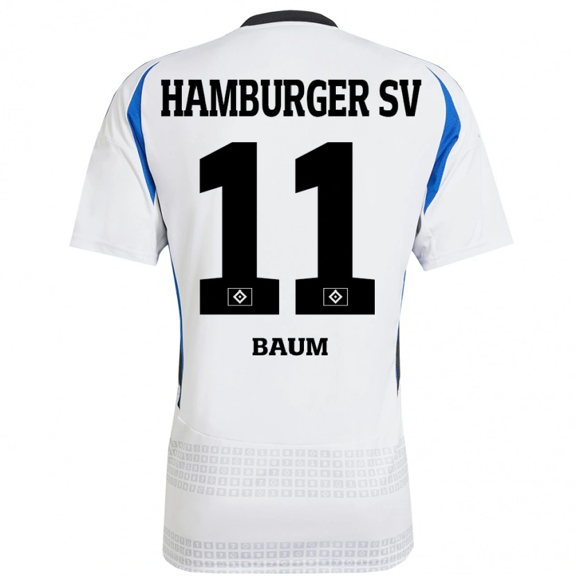 Danxen Mujer Camiseta Lisa Baum #11 Blanco Azul 1ª Equipación 2024/25 La Camisa México