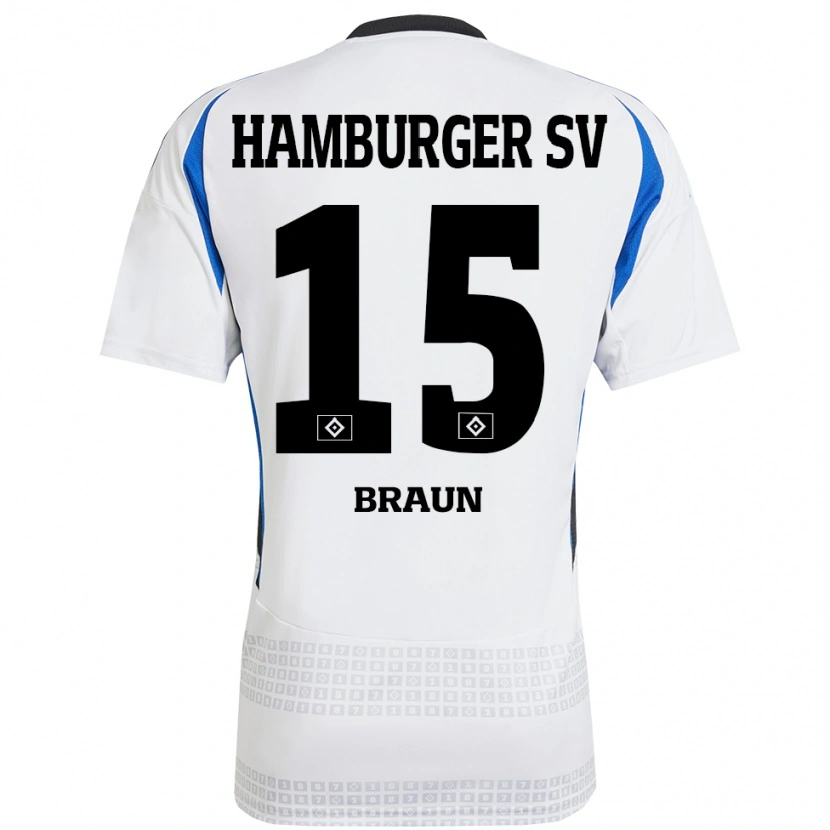 Danxen Mujer Camiseta Jana Braun #15 Blanco Azul 1ª Equipación 2024/25 La Camisa México