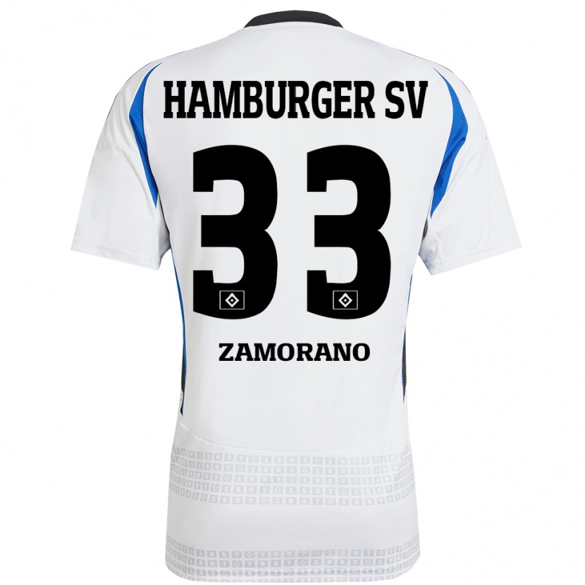 Danxen Mujer Camiseta Jolina Zamorano #33 Blanco Azul 1ª Equipación 2024/25 La Camisa México