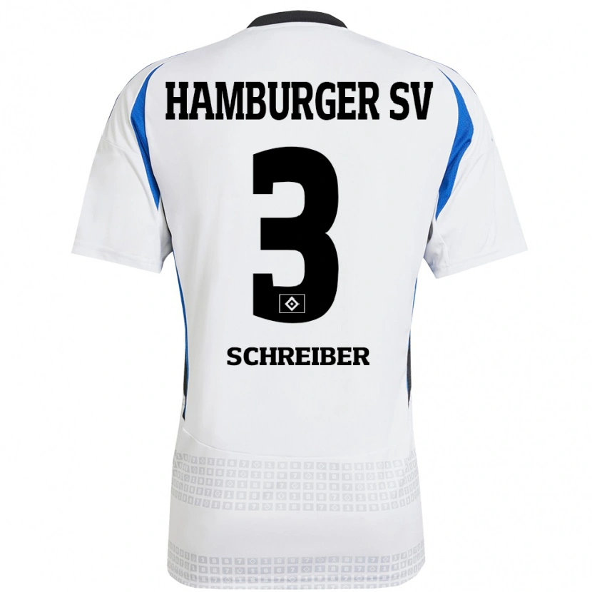 Danxen Mujer Camiseta David Schreiber #3 Blanco Azul 1ª Equipación 2024/25 La Camisa México