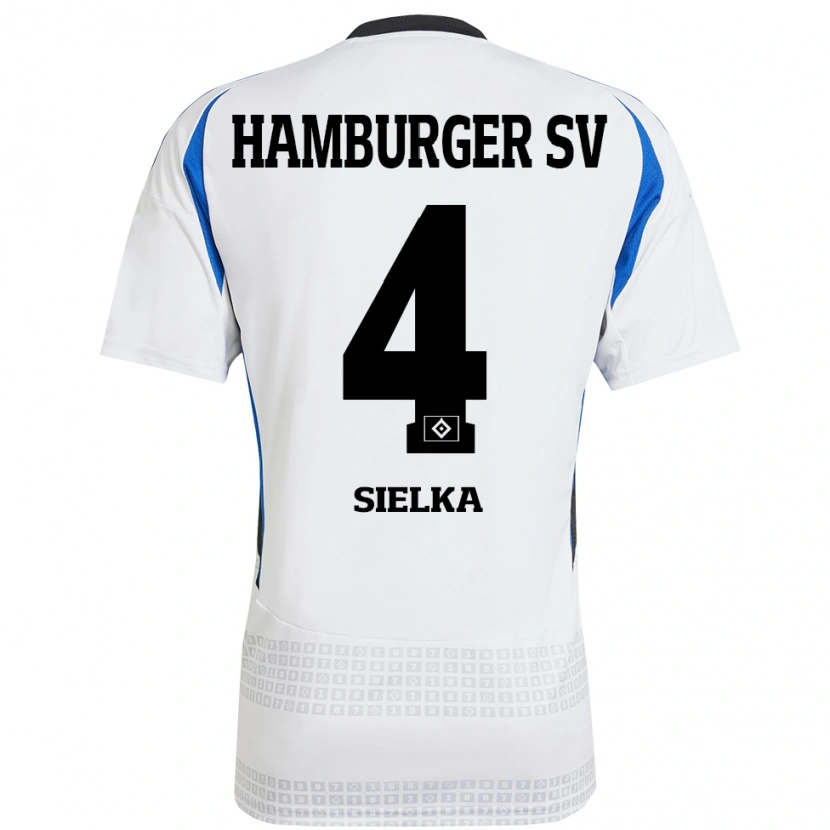 Danxen Mujer Camiseta Michelle Sielka #4 Blanco Azul 1ª Equipación 2024/25 La Camisa México