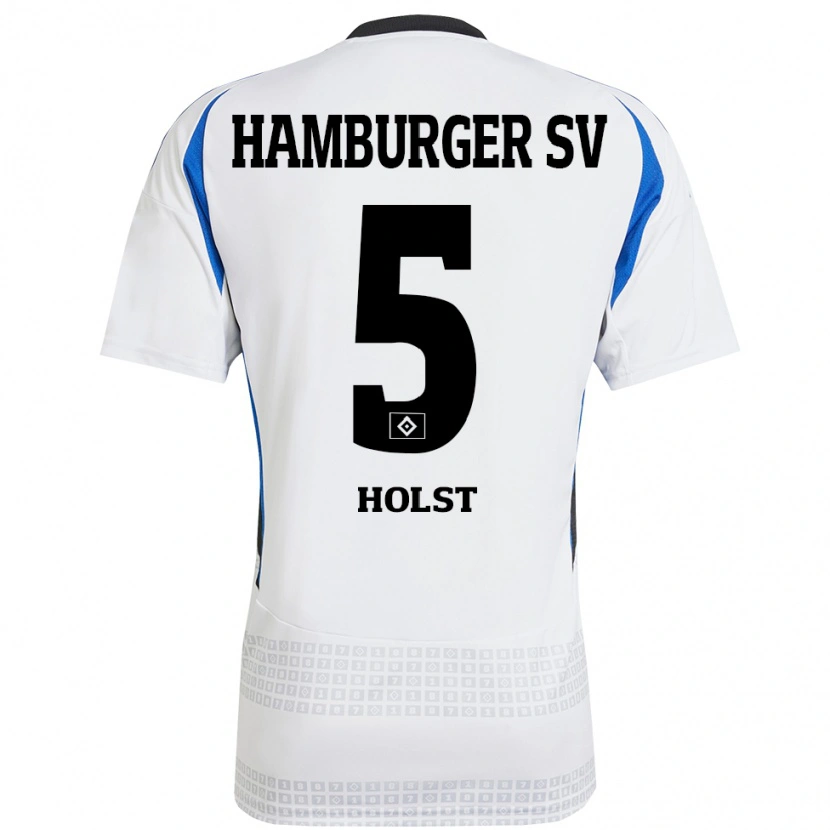 Danxen Mujer Camiseta Evelyn Holst #5 Blanco Azul 1ª Equipación 2024/25 La Camisa México